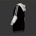 Adidas Black Hoodie With White Sleeves And Hood Trim Casual Design