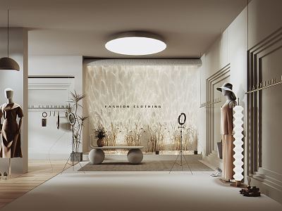 The studio of women's clothing store exhibition hall 3d model