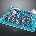 Cartoon Style Mini City Layout With Colorful Buildings Roads Clouds And Decorative Borders