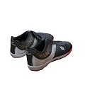 Black Mesh Sneakers With Red Sole And White Side Logo Breathable Design