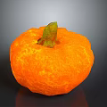 Orange Pumpkin Plant With Green Stem And Textured Surface On Dark Background