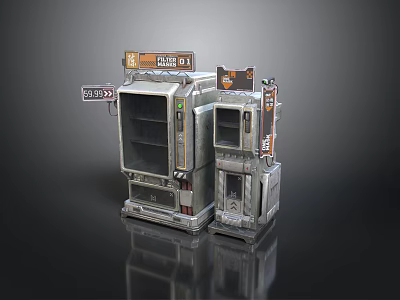 Two Retro Computer Terminals With Metal Casings And Display Screens 3d model