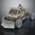 Rugged Off Road Vehicle With Large Tires Front Plow And Industrial Design