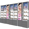 Cosmetic Display Shelves With Multi Tiered Racks Drawers And Advertising Panels