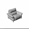 Modern Light Colored Fabric Single Sofa with Comfortable Armrests and Black Legs 3d model