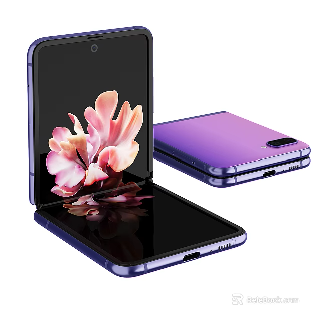 Foldable Smartphone With Purple Finish And Flower Pattern On Dual Screens 3d model 