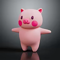 Cute Pink Pig Doll With Open Arms And Pink Cheek Circles On Dark Background