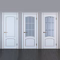 Classic Wooden Hinged Doors With Glass Panels And Solid Wood Design 3d model