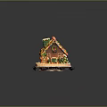 Gingerbread House Decorated with Colorful Candies Gingerbread Men and Frosting on White Base