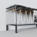 Modern Entryway Cabinet Sideboard With Marble Top Black White Design And Neon Light Strip