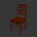 Red Wooden Chair With Slat Back Design And Straight Legs Classic Style