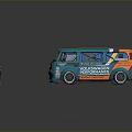 Colorful Volkswagen Buses With White Blue Yellow Stripes And Blue Orange Gradient Design