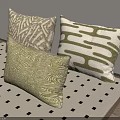 Soft Decorative Pillows with Green and Beige Abstract Patterns for Living Room 3d model
