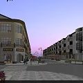 European Style Commercial Street With Multi storey Buildings And Shop Fronts View