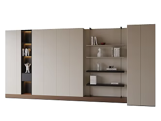 Modern full wall bookcase 3d model