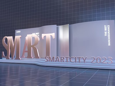 Smart City 2023 Exhibition Featuring Smart Finance Health Energy Transport Services 3d model