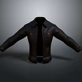 Classic Black Leather Jacket With Front Buttons And Stylish Collar Design 3d model