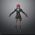3D Anime Character With Pink Hair Gray Outfit Black Boots Standing Posture
