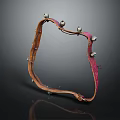 Leather Collar Accessory In Red And Brown With Decorative Metal Balls And Rivets