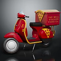 Red Scooter Motorcycle With Pizza Delivery Box For The Mels Stacked Pizza Co