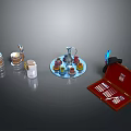 Colorful Tea Set Display With Teapot Cups Tray Sugar Jar And Open Box