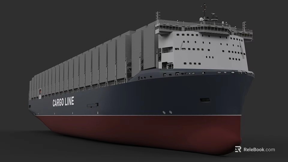 Modern Cargo Ship With Stacked Containers For Cargo Line Transport 3d model