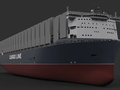 Modern Cargo Ship With Stacked Containers For Cargo Line Transport 3d model