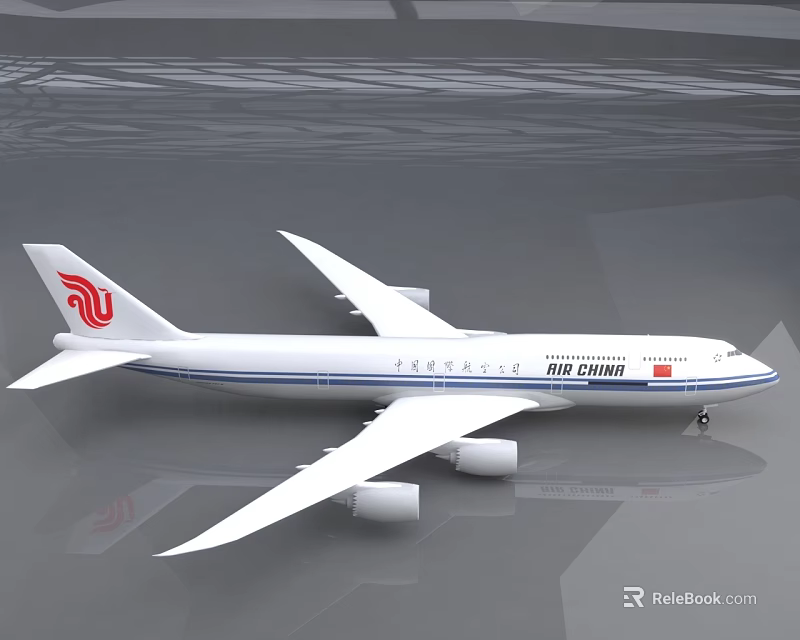 Air China Airliner Model Featuring White Body Red Tail Logo And Details 3d model 