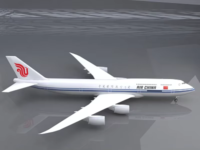 Air China Airliner Model Featuring White Body Red Tail Logo And Details 3d model