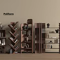 Poliform Modern Wooden Bookcases With Various Styles Decorative Items And Books