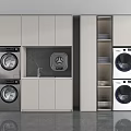 Modern Bathroom Cabinet Rack With Washing Machine Dryer Sink And Storage Cabinets