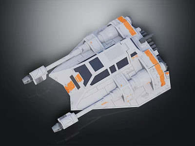 Futuristic Cosmic Spaceship Design With White Exterior And Orange Accents 3d model