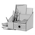 Mesh Decorative Ornament Set For Office Desktop With Pen Holder File Rack Clock Trash Bin