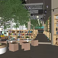 Modern Library Book Bar Reading Room Bookshelf Bookcase Bookstore 3d model