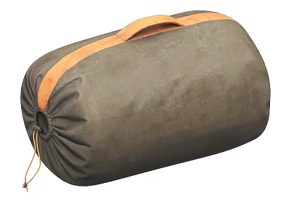 Textured Dark Gray Cylindrical Bag With Orange Handle And Durable Material 3d model