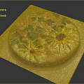 Decorated Artisan Flatbread With Fresh Green Herbs And Yellow Flower Toppings On Wooden Board