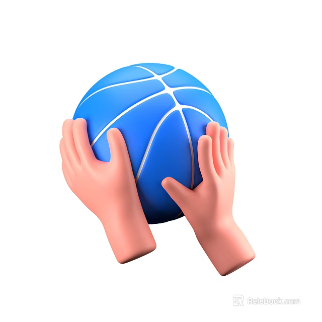 Blue Basketball Sport Equipment Being Held by Both Hands 3d model 
