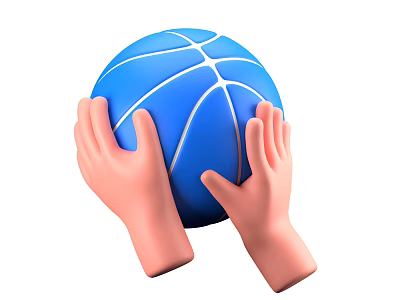 Blue Basketball Sport Equipment Being Held by Both Hands 3d model