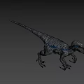 Realistic Gray Blue Dinosaur Model in Standing Pose with Detailed Features