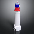 White Red And Blue Lighthouse Model With Glass Windows And Tower Structure Design