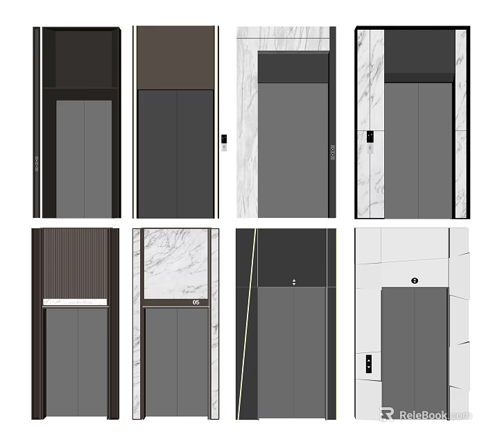 Modern Elevator Door Designs With Different Materials And Various Finishes 3d model 