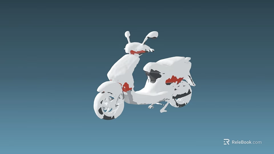 White Scooter With Red Accents In Minimalist Design On Blue Gradient Background 3d model 