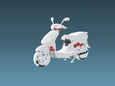 White Scooter With Red Accents In Minimalist Design On Blue Gradient Background 3d model