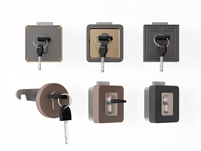 Various Styles Of Locks With Keys Displayed 3d model