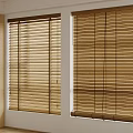 Warm Brown Wooden Blinds For Windows In Bright Interior With Soft Light 3d model