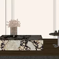 Modern Marble Coffee Table With Decorative Vase And Small Round Table 3d model