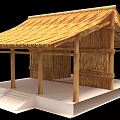 Ancient Traditional Architecture With Thatched Roof Wooden Pillars And Steps