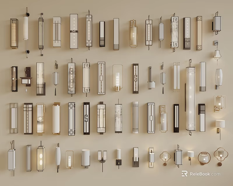 Various Modern Wall Lamps With Different Designs And Metal Glass Finishes 3d model 