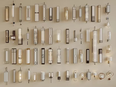 Various Modern Wall Lamps With Different Designs And Metal Glass Finishes 3d model