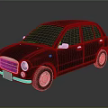 Black Vintage Small Car With Front Grille Round Headlights Silver Door Handles On Reflective Surface